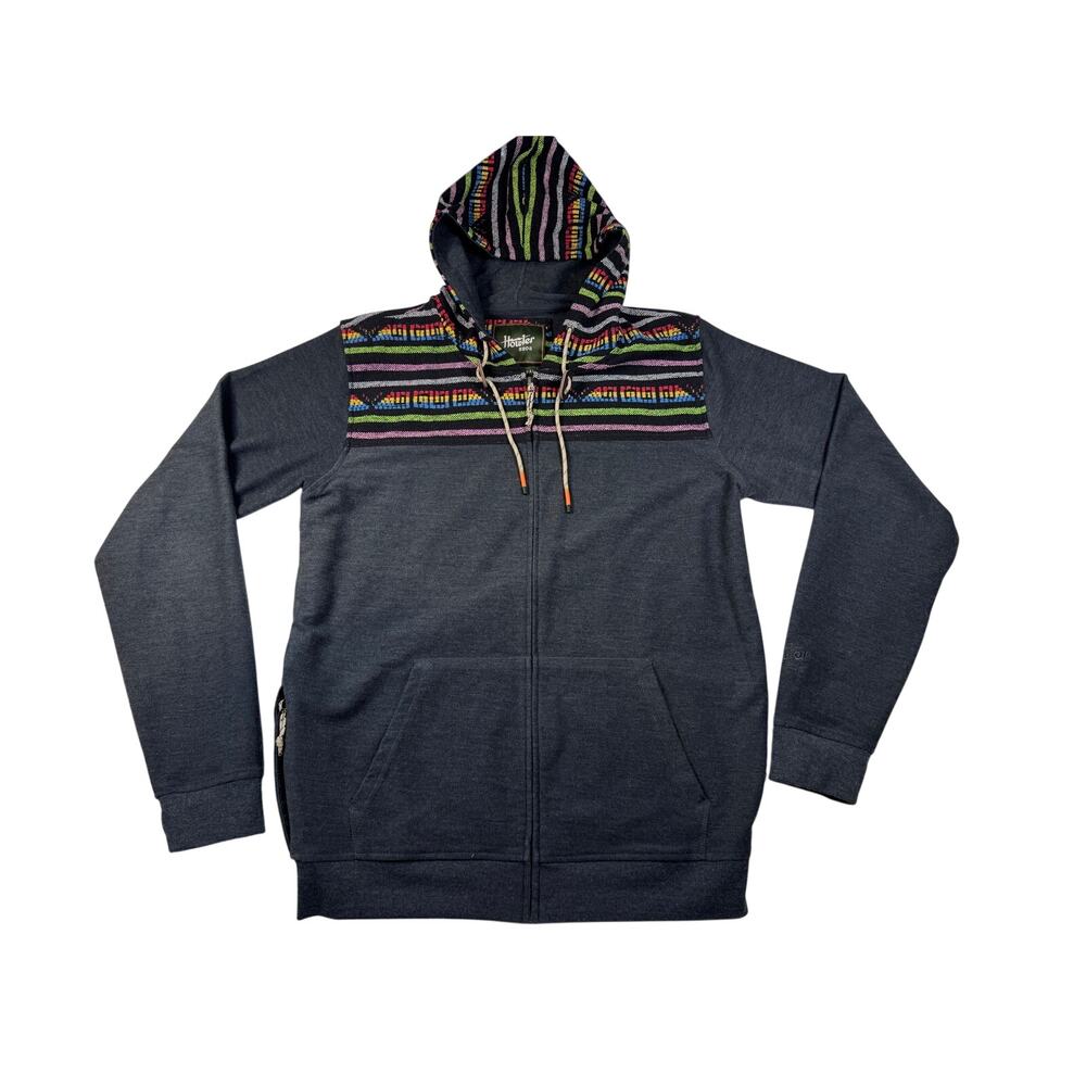 Howler Bros Shaman Hoodie Men’s M Gray Jacquard Full Zip Heed The Call